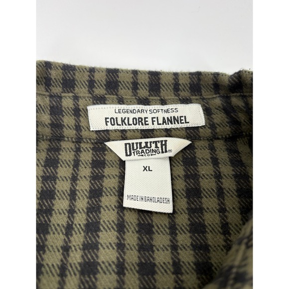 Duluth Trading Folklore Flannel Plaid Button Up Shirt Women's XL Green Black - Picture 5 of 10